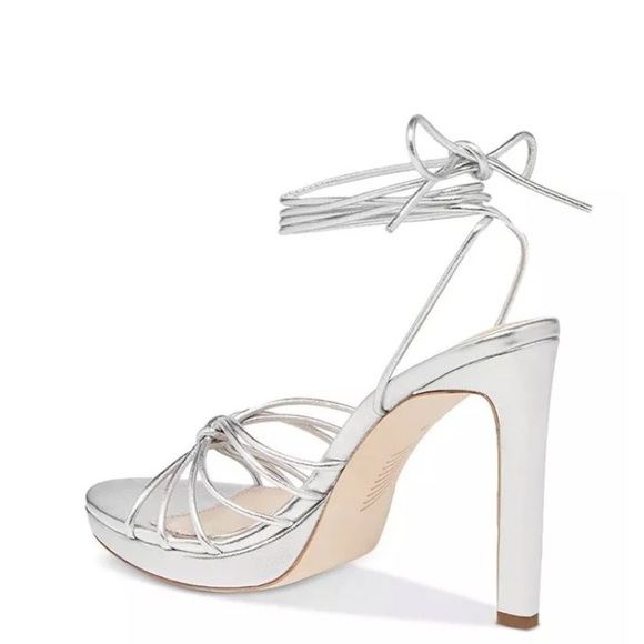 NWT Paige Silver Strappy High Heel Sandals size 8 - Picture 2 of 10